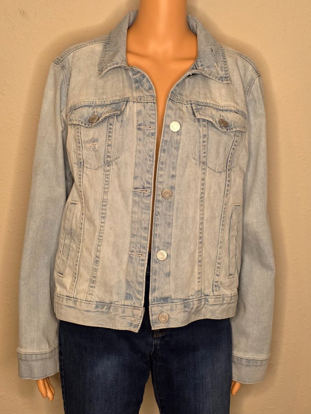Lauren Conrad Distressed Denim Jean Women's Jacket, Size Medium